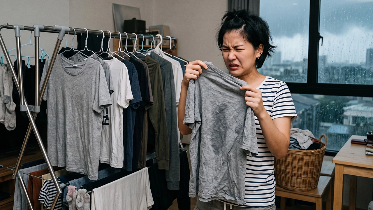 เสื้อผ้าเหม็นอับหน้าฝน